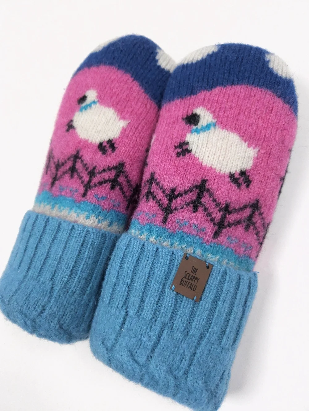 Upcycled Pink Sheep Wool Sweater Mittens: Double Fleece Lined (Adult XS/S)